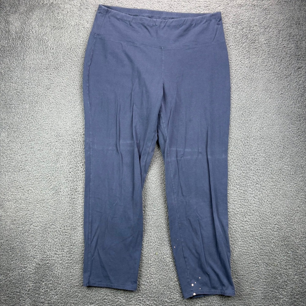 Eileen Fisher Womens XL Navy Blue Stretch Jersey Knit Straight Leg Pants USA